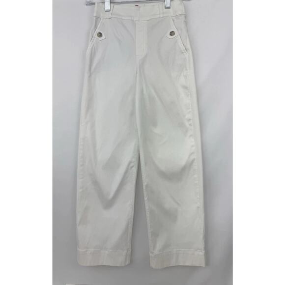 Spanx Women's Size XS Stretch Twill Cropped Wide Leg Pants White 20312 - Picture 2 of 6